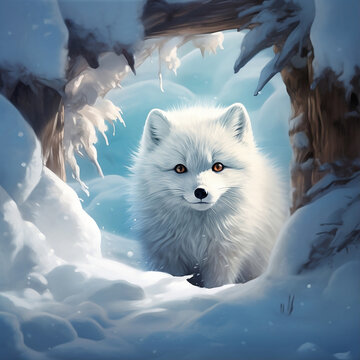 region fox in the snow created with generative ai