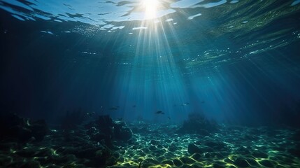 Fototapeta na wymiar Underwater blue ocean background in sea