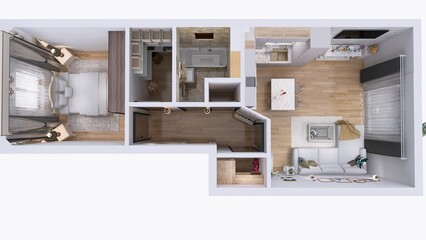 plan of contemporary apartment