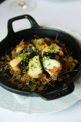 Baked white fish with mushroom and miso paste