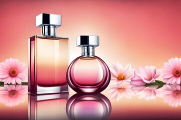 perfume bottle and flower