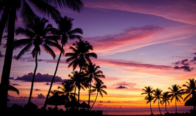 Fototapeta na wymiar sunset on the tropical beach background