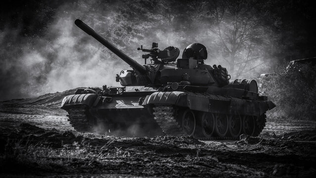 TANK - Armored military vehicle from Cold War period of Soviet (Russia) construction