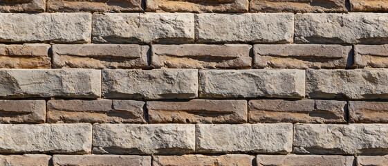 Seamless texture wall stone sandstone with shadows and deep texture. Clinker tiles or bricks on the...