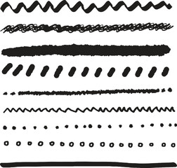 Obraz premium Set of wavy horizontal lines. Marker hand-drawn line design elements. Lines