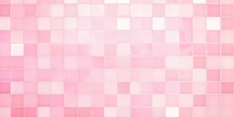 Bathroom wall is covered with pink tiles. Abstract geometric tile texture. Modern mosaic background