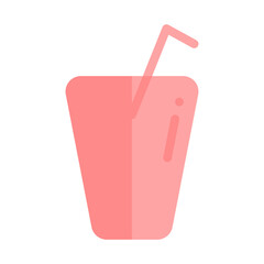 Soft drink icon with pink flat color, minimalist icon design.