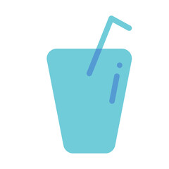 Soft drink icon with blue solid color, minimalist icon design.