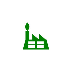 Green factory icon isolated on transparent background