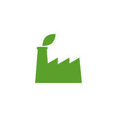 Green factory icon isolated on transparent background