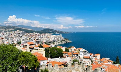 Naklejka na ściany i meble Kavala City in Northern Greece: A Beautiful View of the Coast From the Castle of Kavala