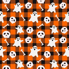  Halloween fabric pattern. hand drawn can be used in fashion decoration design. Bedding, curtains, tablecloths