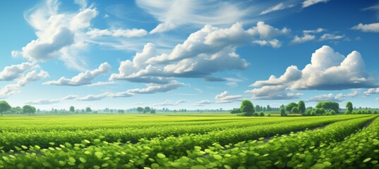 Fototapeta na wymiar Soybean field background. Agriculture plant industry. Generative AI technology.