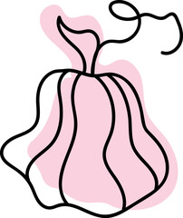 Autumn vector Pumpkin with line art. Isolated Element for autumn, Halloween or Thanksgiving design on white background.