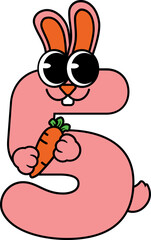 Bunny cartoon number five character 