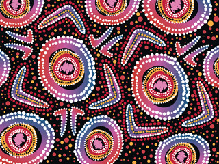 Boomerang from Aboriginal art on a vector background