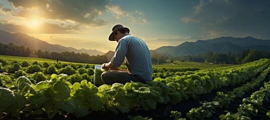 Farmer manage the farm. Generative AI technology.