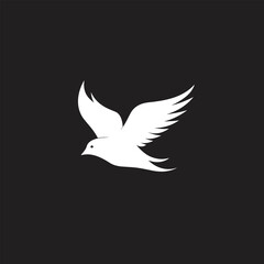 Wealth management monochrome glyph logo. Financial service. White dove. Design element. Created with artificial intelligence. Ai art for corporate branding, credit union, investment bank