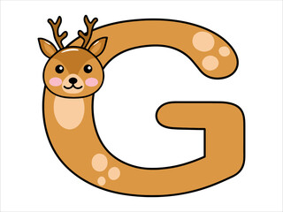 Deer Alphabet Letter G Illustration