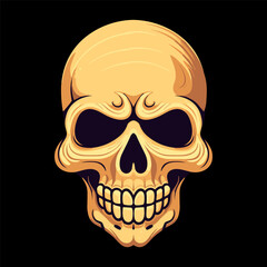 Vector illustration of skull. Happy halloween. On black background