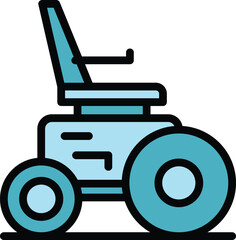 Motorized wheelchair icon outline vector. Electric scooter. Chair power color flat