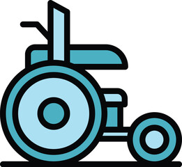 Wheelchair vehicle icon outline vector. Power drive. Motor person color flat