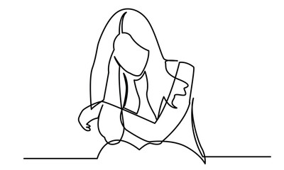 Continuous line drawings of a young woman's sad emotional shock, loss, grief, life problems, confusion messy feelings worried about bad mental health. The concept of failure and heartbreak is isolated