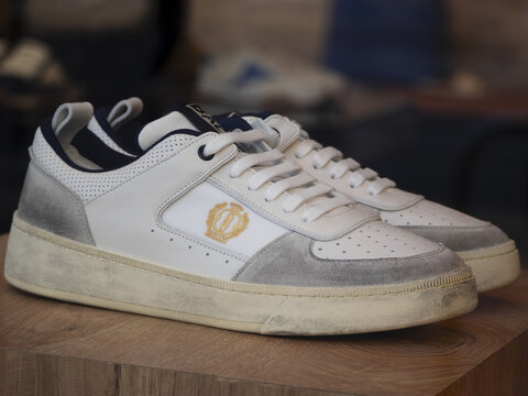 Bally men's lace-up low top sneakers. Milan - Italy,August 11, 2023