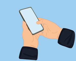man hand holding blank screen smartphone