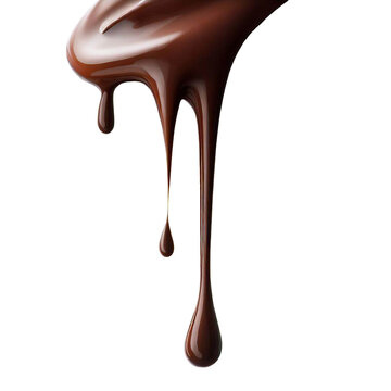Chocolate dripping isolated on transparent background cutout