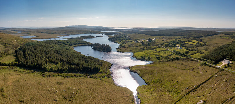 Aereal of Lough Craghy fishery by Dungloe in County Donegal - Ireland