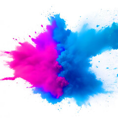 abstract powder splatter background. blue powder explosion on transparent background. Colored cloud. Colorful dust explode. Colorful powder
