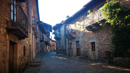 Old street in the historic town of Puebla de Sanabria, Spain