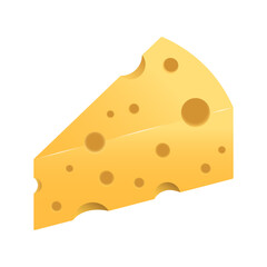 Triangular piece of round cheese with holes