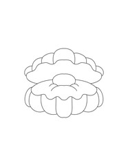 contour seashell with pearl on white background for coloring page