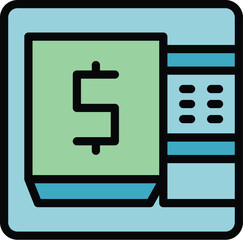Obraz premium Money atm icon outline vector. Bank transfer. Mobile card color flat