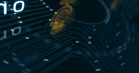 Microphone podcast online and on air record live broadcast symbol abstract cyber concept. Digital technology background seamless and loopable dynamic 3d animation.