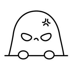 Cute kawaii ghost halloween cartoon outline icon
