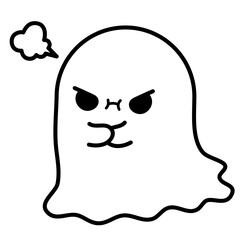 Cute kawaii ghost halloween cartoon outline icon
