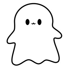 Cute kawaii ghost halloween cartoon outline icon
