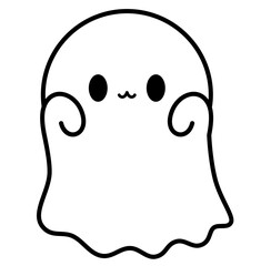 Cute kawaii ghost halloween cartoon outline icon