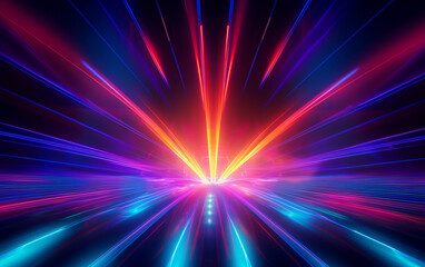 Rays of neon light in the dark