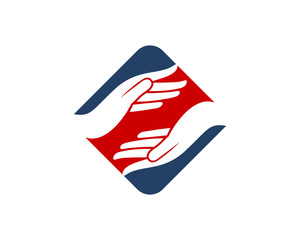 Obraz premium Hand care silhouette inside the square logo