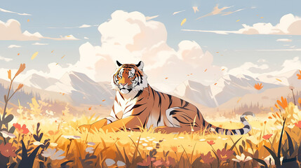 World Animal Day cartoon animal illustration,AI generated.