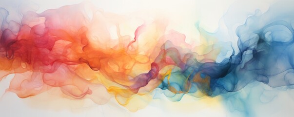 COLORFUL WATERCOLORED FLOATING PATTERN. Smoke, Emotional texture, Evocative wallpaper, Background. Floating colored smoke with shades of colors in watercolor style. Perception of motion. Modern art