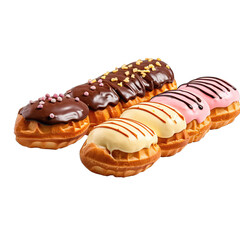 Delicious eclairs in transparent background