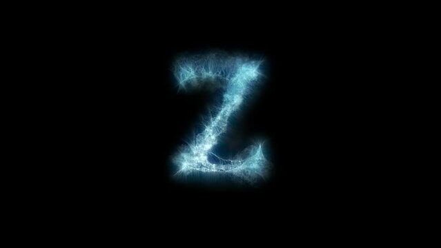 The appearance and disappearance of the letter Z, consisting of abstract energy.