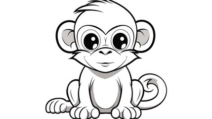 Obraz premium Simple coloring pages for children, monkeys