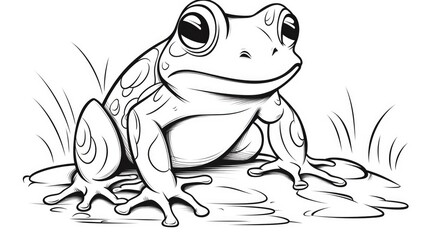 Simple coloring pages for children, frog