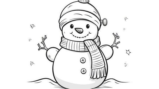 Simple coloring pages for children, snowman